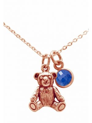Halskette mit Anhänger 3-D Teddybär - Saphir Kuscheltier, Kinderspielzeug GEMSHINE Rose gold coloured