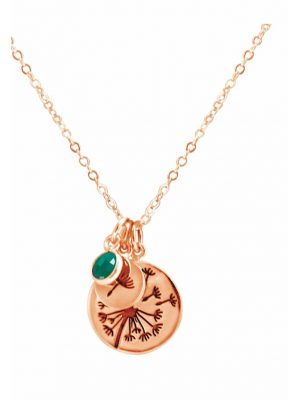 Halskette mit Anhänger Alpin Löwenzahn Pusteblume - Smaragd GEMSHINE Rose gold coloured