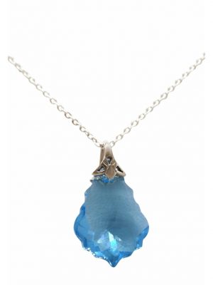 Halskette mit Anhänger Barock Tropfen für Trachtenkette, Trachtenschmuck MADE WITH SWAROVSKI GEMSHINE Silver coloured