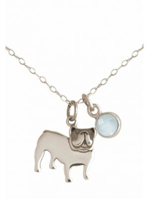 Halskette mit Anhänger Bulldogge Hund Chalcedon Tierschmuck GEMSHINE Silver coloured