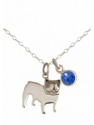 Halskette mit Anhänger Bulldogge Hund Saphir Tierschmuck GEMSHINE Silver coloured