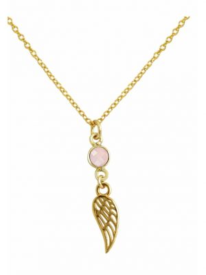 Halskette mit Anhänger Engel Flügel - Schutzengel - Rosenquarz GEMSHINE Gold coloured