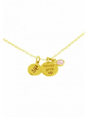 Halskette mit Anhänger Fitness Runner - Never Give Up - Sportschmuck Jogging Rosenquarz GEMSHINE Gold coloured
