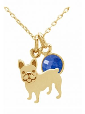 Halskette mit Anhänger Französische Bulldogge Hund - Saphir GEMSHINE Gold coloured
