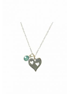 Halskette mit Anhänger HERZ - Chalcedon GEMSHINE Silver coloured
