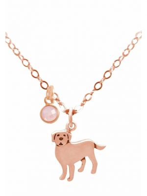 Halskette mit Anhänger Labrador Golden Retriever Hund Rosenquarz GEMSHINE Rose gold coloured