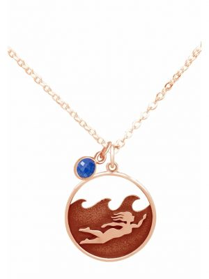 Halskette mit Anhänger Maritim Nautics Schwimmerin, Taucherin - Saphir Medaillon im Beach Stil GEMSHINE Rose gold coloured