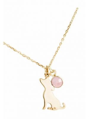 Halskette mit Anhänger Mischling oder Jack Russell Terrier Hund- Rosenquarz - Haustier Herrchen, GEMSHINE Gold coloured
