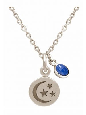 Halskette mit Anhänger Mond, Sterne und Saphir GEMSHINE Silver coloured