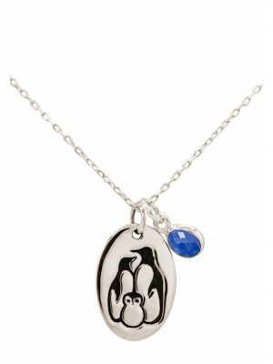 Halskette mit Anhänger Pinguin Familie, Mama, Papa, Kind- Saphir - Winterschmuck GEMSHINE Silver coloured