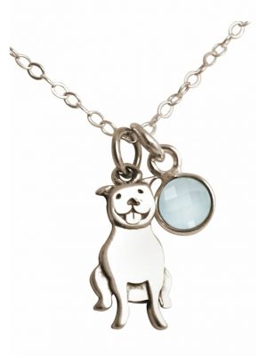 Halskette mit Anhänger Pitbull Hund Chalcedon GEMSHINE Silver coloured