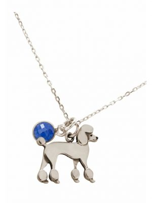 Halskette mit Anhänger Pudel Poodle Hund - Saphir GEMSHINE Silver coloured