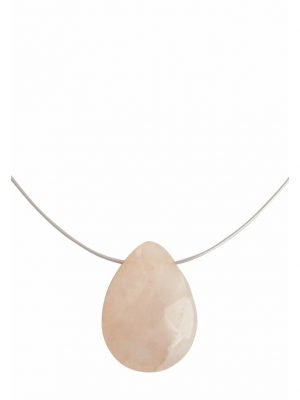 Halskette mit Anhänger Rosenquarz Tropfen GEMSHINE Silver coloured