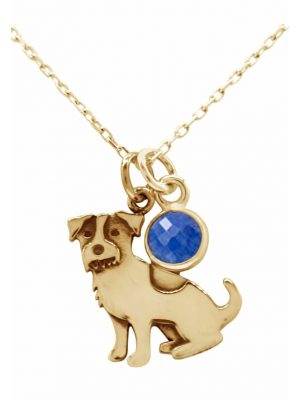 Halskette mit Anhänger Terrier Hund - Saphir Haustier Herrchen, Frauchen Qualitätvoll GEMSHINE Gold coloured