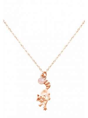 Halskette mit Anhänger Waschbär Kuscheltier der Wildnis - Rosenquarz GEMSHINE Rose gold coloured