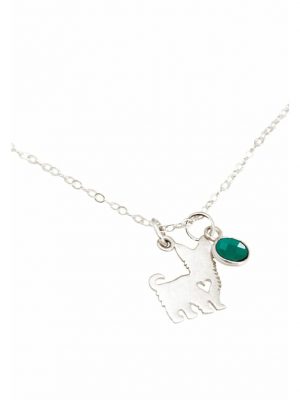Halskette mit Anhänger Yorkshire Terrier Hund Smaragd GEMSHINE Silver coloured