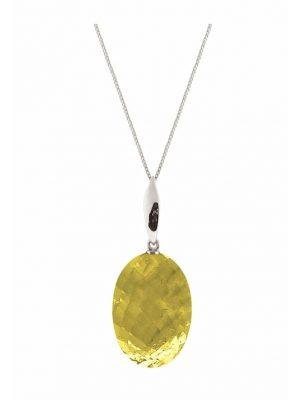Halskette mit Anhänger ovaler Citrin GEMSHINE Silver coloured