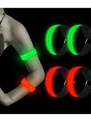 Housruse Trainingsband "Set mit 4 LED-Armbändern, reflektierenden LED-Lichtarmbändern, Lichtstreifen, Sicherheitslichtern für Kinder bei Nacht, Laufen, Joggen, Hundeausführen"