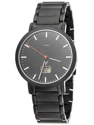 JOBO Herren Armbanduhr Funk Funkuhr Edelstahl schwarz Datum Herrenuhr