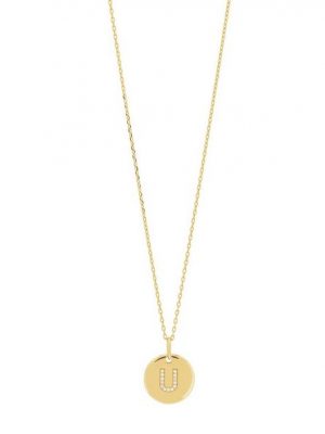 Joanli Nor Kette mit Anhänger "ELLANOR Kette mit rundem Buchstaben-Anhänger "U" 14mm und Zirkonia"