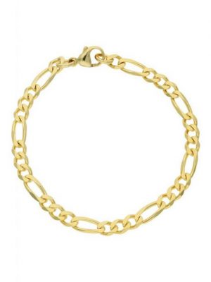 JuwelmaLux Armband "Armband Gold Figarokette 19 cm" (1-tlg), Unisex Armband Gold 585/000, inkl. Schmuckschachtel
