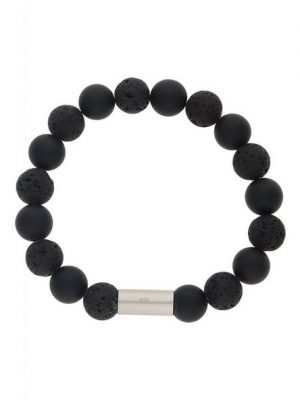 JuwelmaLux Silberarmband "Armband Silber mit Lavastein, Onyx" (1-tlg), Herren Armband Silber 925/000, inkl. Schmuckschachtel