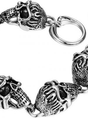 Karisma Edelstahlarmband "Karisma Männer Edelstahl 316L Armband Totenköpfe Biker Schwarze Augen BJ918 - 23cm"