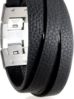 Karisma Lederarmband "Karisma Herren Leder Armband Schwarz - mit Ledersträngen Breite 20mm - Edelstahl Verschluss SB9265BK - 21.0 Zentimeter"