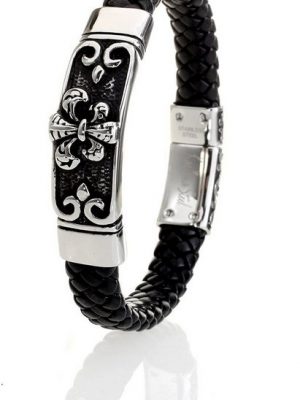 Karisma Lederarmband "Karisma Hochwertiges Geflochtenes Herren Leder Armband Schwarz Edelstahl 316L LB-280 - 21.0 Zentimeter"