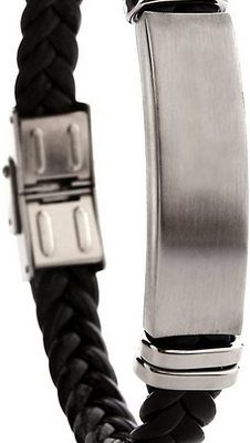 Karisma Lederarmband "Karisma Männer Imitat-Leder Armband Edelstahl Platte Matt - Ideal Zum Eingravieren - SB5330 - 19.0 Zentimeter"