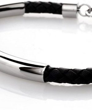 Karisma Lederarmband "Karisma Männer Leder Armband Schwarz Mit Edelstahl Elementen SB7714S.20cm"