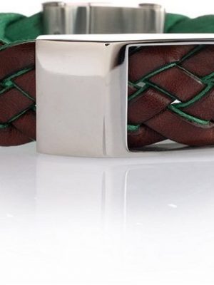 Karisma Lederarmband "Karisma Unisex Leder Armband - Farbe Braun und Grün - mit Platte Breite 20mm BG174.10.BW.GR-22cm"