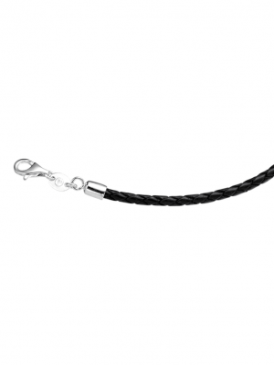Kette Lederband geflochten, schwarz, Silber 925 Giorgio Martello Schwarz