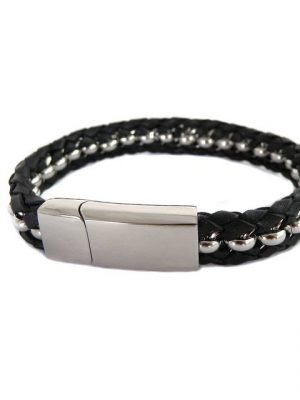 Kingka Armband "Klassisches Herren Leder Edelstahl Armband"