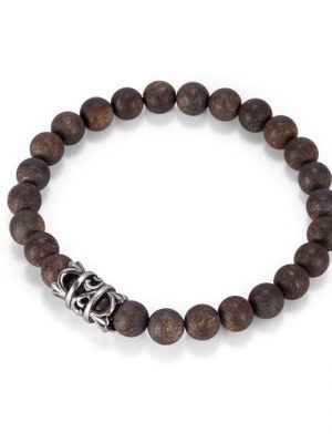 Kingka Armband ""Urban Rocks" Stretch-Bead-Armband mit echten Steinkugeln und bourbonischen Lilien Design center piece", mit Bronzit