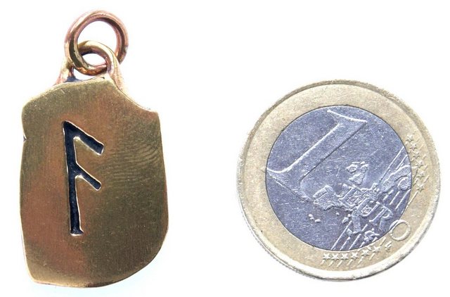 Kiss of Leather Kettenanhänger “Rune Runen Anhänger Bronze Buchstabe A Ansuz Ansur Mund Botschaft”