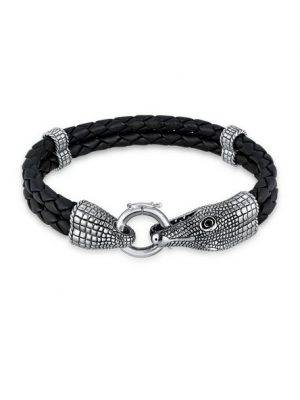 Kuzzoi Armband "Herren Lederarmband Krokodil 925 Sterling Silber"