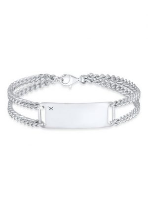 Kuzzoi Silberarmband "Herren ID-Armband Platte Basic 925 Sterling Silber", Basic Armband