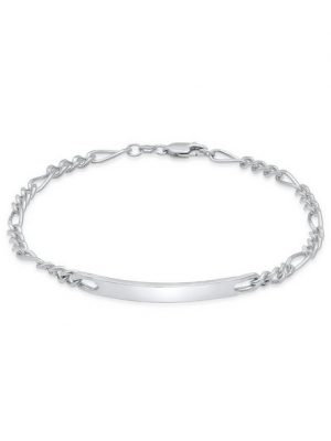 Kuzzoi Silberarmband "Herren ID Platte Figaro Klassisch 925 Silber", Basic Armband