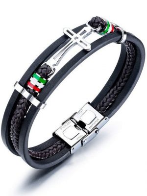 Leway Armband "Herren Armband Armreif schwarz für Männer, geflochten Infinity Breites Wickelarmband Tolles Geschenke"