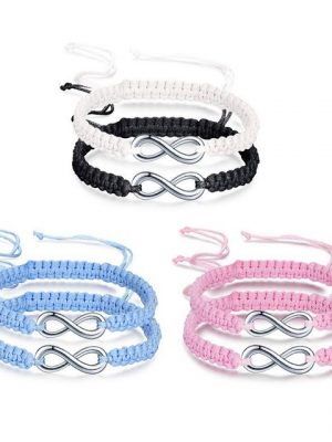 Leway Wickelarmband "Damen Mädchen geflochtenes Armband, Edelstahl Unendlichkeit Symbol Armkettchen, Handgefertigt Armschmuck Verstellbar 17-28CM(6 Stücke)"