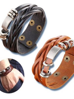 Limana Armband "2 STÜCK Herren Männer Echtleder echtes Leder Lederarmband", schwarz braun