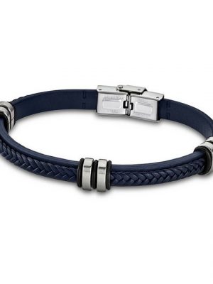 Lotus Style Armband "JLS1829-2-5 Lotus Style Urban Armband blau" (Armband), für Damen, Herren aus Edelstahl (Stainless Steel), Echtleder