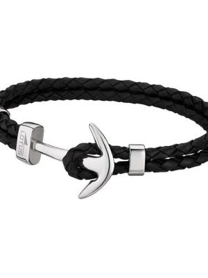 Lotus Style Armband "JLS1832-2-1 Lotus Style Anker Armband schwarz" (Armband), für Herren aus Edelstahl (Stainless Steel), Echtleder