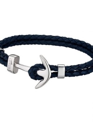 Lotus Style Armband "JLS1832-2-4 Lotus Style Urban Anker Armband blau" (Armband), für Herren aus Edelstahl (Stainless Steel), Echtleder