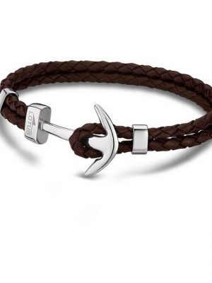 Lotus Style Armband "JLS1832-2-5 Lotus Style Anker Armband braun" (Armband), für Herren aus Edelstahl (Stainless Steel), Echtleder