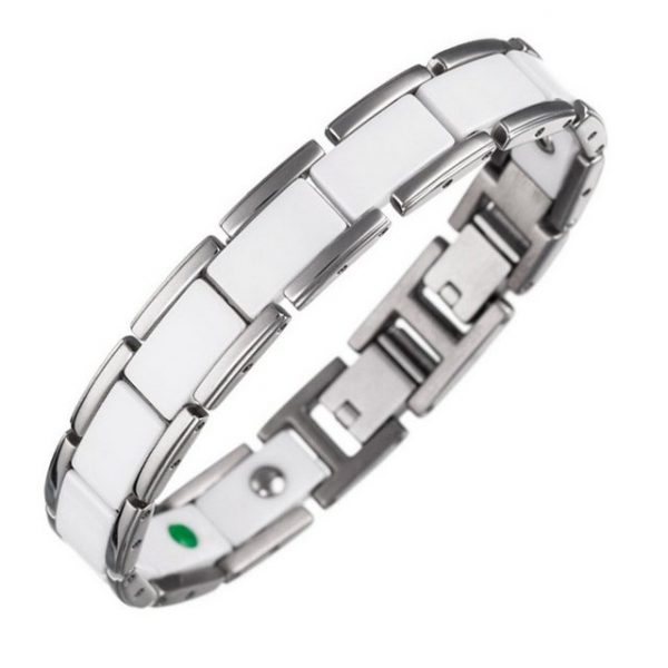 Lunavit Armband "Lunavit Magnet Armband Olymp Jade silber-weiß"