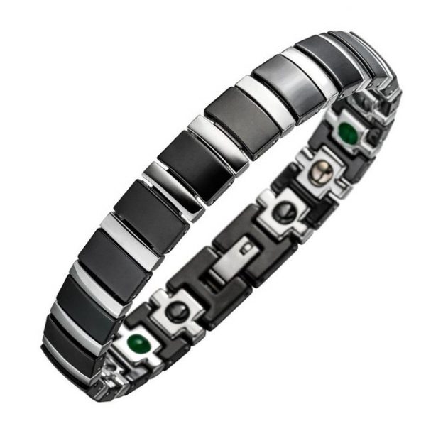 Lunavit Armband "Lunavit Magnet Armband Titan Jade schwarz-silber"