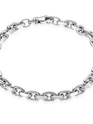 Materia Armband "Herren Silber Ankerkette diamantiert 6mm SA-89", 925 Sterling Silber, rhodiniert