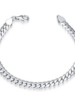 Materia Armband "Herren Silber Panzerarmband 6mm SA-125", 925 Sterling Silber, rhodiniert